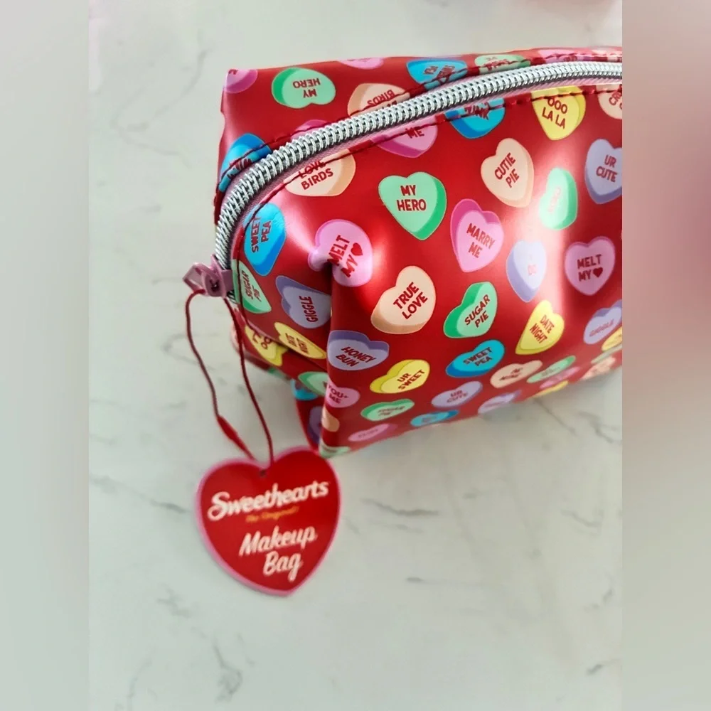 Sweethearts Cosmetic Makeup Bag – Candy Heart Print – NEW